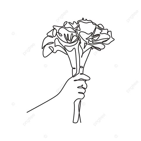 Bouquet Of Roses One Line Drawing Continuous Single Hand Drawn Hand ...