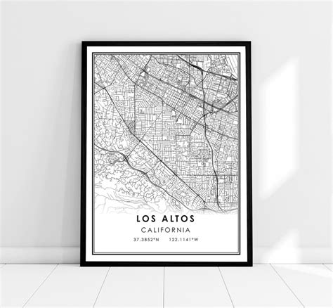 Los Altos Map Print Poster Canvas California Map Print Poster Canvas ...