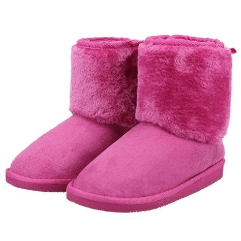 Simplicity - Kids Casual Faux Fur Snow Boots Boys Girls Winter Warm Boots Outdoor Fuchsia 11 ...