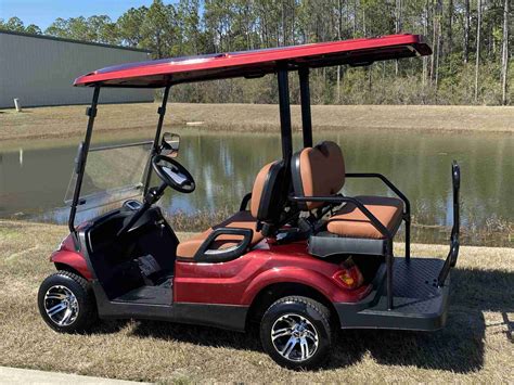 2022 Advanced EV 4 Passenger Golf Cart Burgundy with Brown Seats - Street Legal Golf Carts