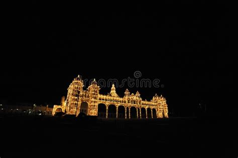 Beautiful Shot of the Mysore Palace at Night in India Stock Photo ...