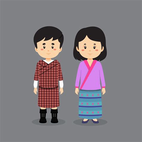 Couple Character Wearing Bhutan National Dress 4705268 Vector Art at ...