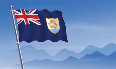 Anguilla flag with background of mountains and skynd blue sky 20712024 ...