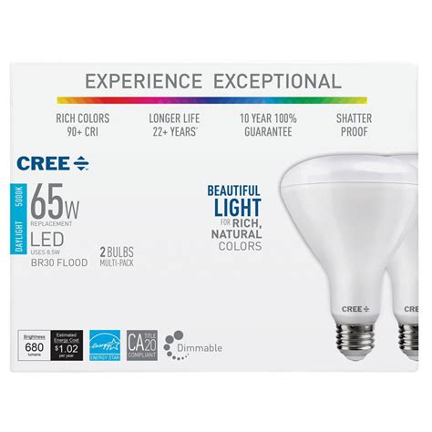 Cree 65W Equivalent Daylight (5000K) BR30 Dimmable Exceptional Light ...