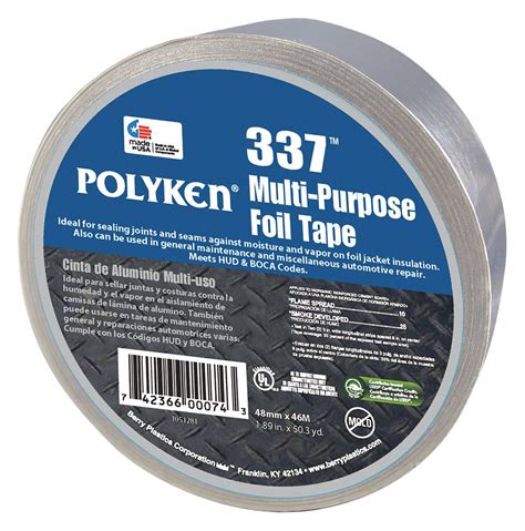 Polyken 337, 1 7/8 in x 50 1/4 yd, Foil Tape - 499L72|337 - Grainger