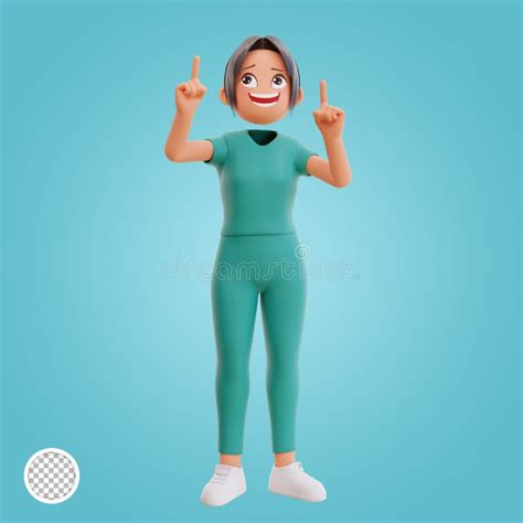 3d Rendered Nurse Pointing Up Stock Photo - Illustration of head, rendered: 269750220