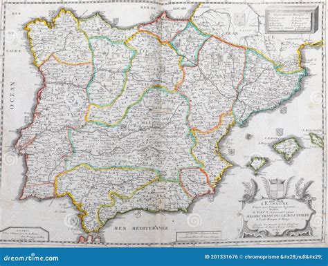 Old Map of Spain and Portugal Editorial Photo - Image of history ...