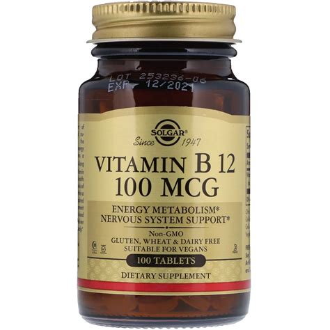 Solgar, Vitamin B12, 100 mcg, 100 Tablets | By iHerb