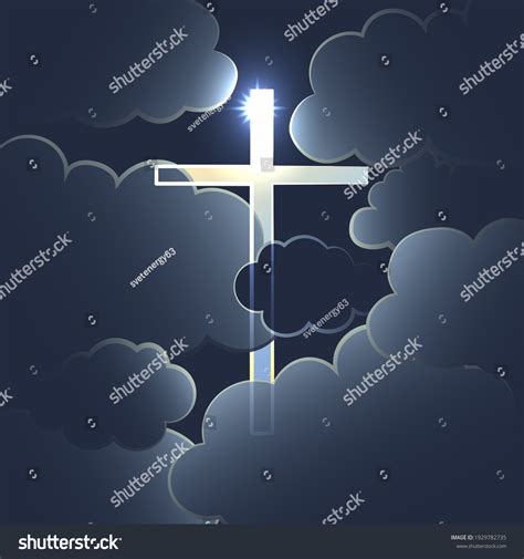 Silhouette Shining Cross Dark Cloudy Sky Stock Vector (Royalty Free ...