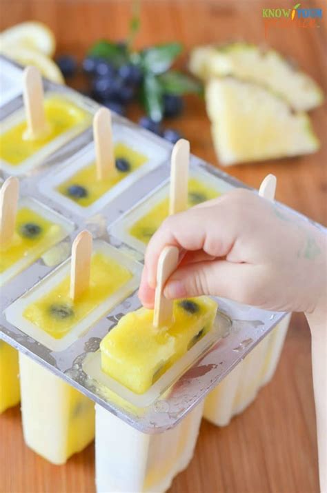 Pineapple Lemonade Ice Pops with Blueberries Recipe - Super Healthy Kids