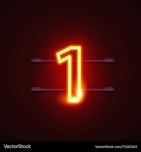 Neon city font sign number 1 signboard one Vector Image