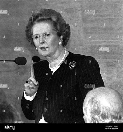 Margaret Thatcher gives a speech at the Press Association annual lunch at London's Savoy Hotel ...