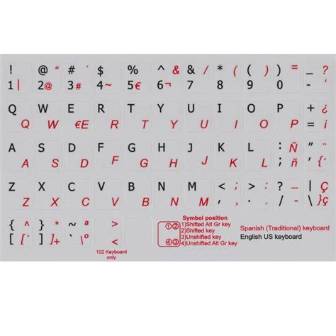 SPANISH TRADITIONAL-ENGLISH KEYBOARD STICKER GREY | Online-Welcome.com