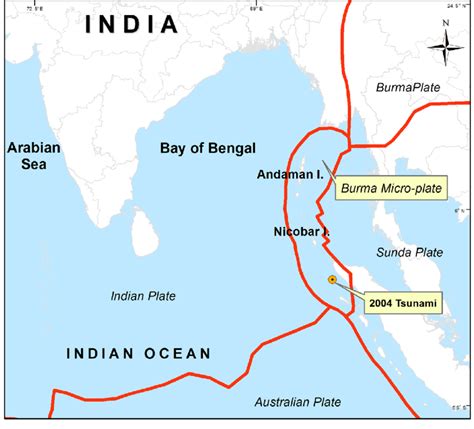 Location of 2004 Indian Ocean Tsunami and surrounding tectonic plates ...