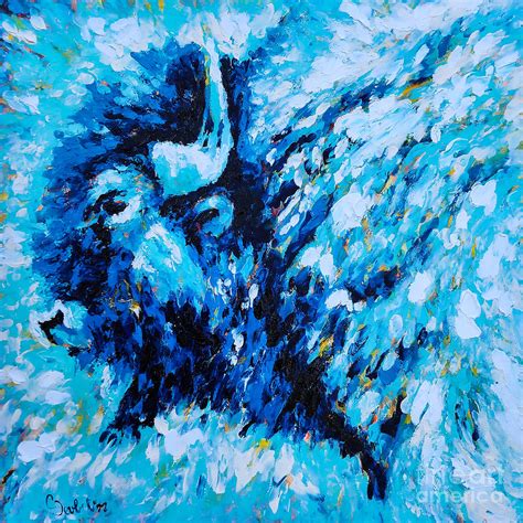 Blue Bison Painting by Christina Deubel - Fine Art America