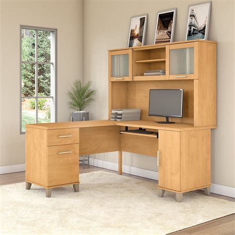 Maple L Shaped Computer Desk with Hutch - Somerset | RC Willey ...