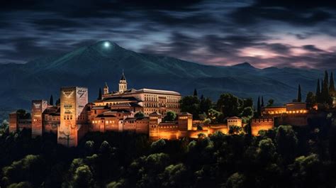 Premium AI Image | Night view of Alhambra