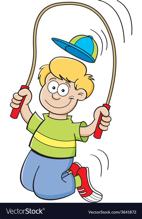 Cartoon boy using a jump rope Royalty Free Vector Image