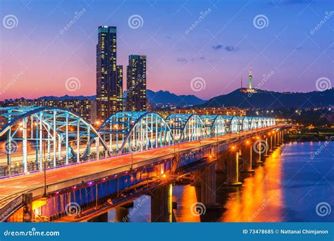 Dongjak Bridge And Han River Park In Seoul, Korea Royalty-Free Stock ...