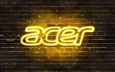 Download wallpapers Acer yellow logo, 4k, yellow brickwall, Acer logo ...