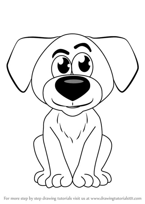 How to Draw Cartoon Doggie (Cartoons for Kids) Step by Step | DrawingTutorials101.com