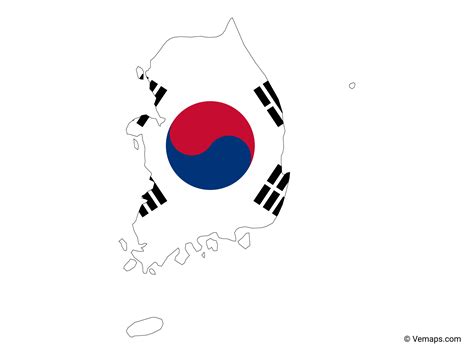 Flag Map of South Korea | Free Vector Maps