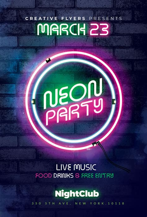 Neon Party Flyer Psd for Photoshop - Creativeflyers