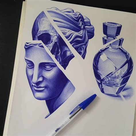 Biro Art, Ballpoint Pen Drawing, Blue Drawings, Pen Art Drawings, Tattoo Sketches, Drawing ...