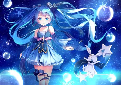 blue eyes, Blue hair, Long hair, Anime, Anime girls, Vocaloid, Hatsune Miku, Yuki Miku ...