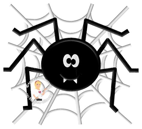 Cute Spider on Web Halloween Applique Design Instant EMAIL