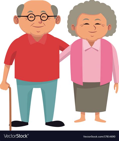 Cute grandparents couple cartoon Royalty Free Vector Image