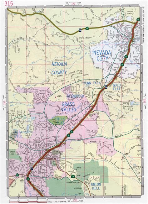 Map of Nevada city, California. Free large detailed road map Navada CA