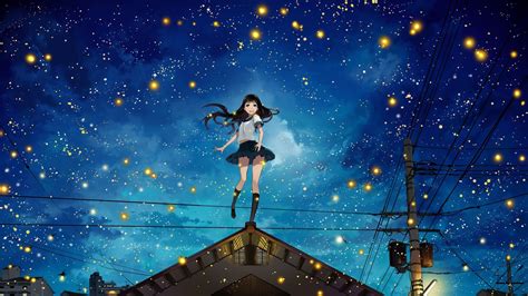 Anime Girl Night Sky Wallpapers - Wallpaper Cave