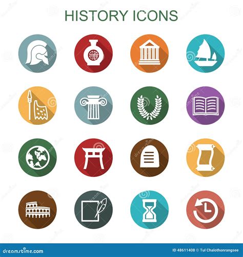 History Long Shadow Icons Stock Vector - Image: 48611408