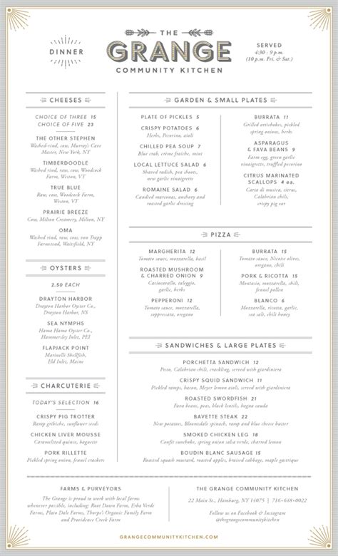 The Grange Menu Discount | www.pennygilley.com