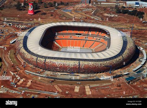 Aerial photograph of the Soccer-City, FNB-Stadium in Johannesburg, Gauteng, South Africa Stock ...