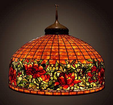24 inch Amber Border Peony | Tiffany lamps, Tiffany lamp shade, Stained glass lighting