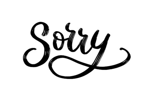 Sorry Hand Lettering Word Handwritten Modern Brush Typography Sign Black And White Vector ...