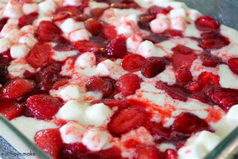 This strawberry marshmallow cake is full of magic. Marshmallows start on the bottom ...