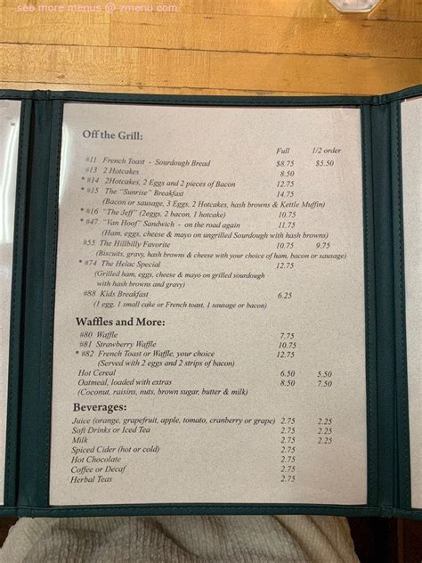 Menu at The Kettle restaurant, Enumclaw