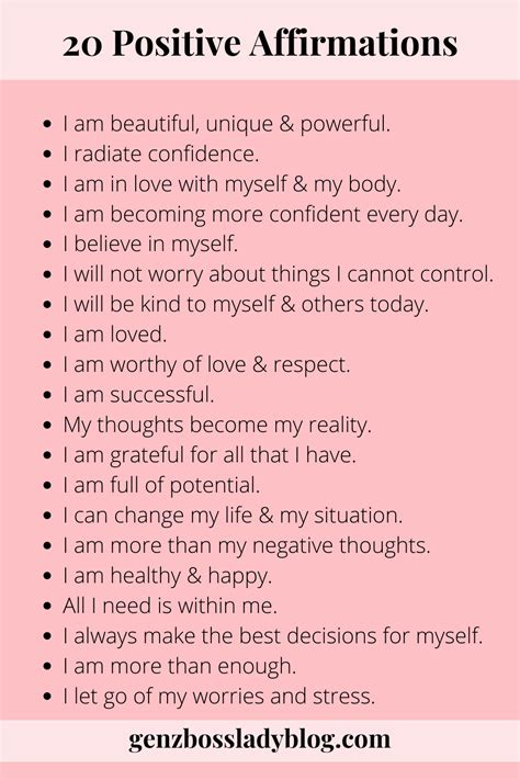 20 Positive Affirmation for Women | GenZ Boss Lady Blog in 2021 | Affirmations, Positive ...