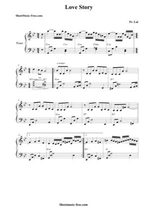 Love Story - Francis Lai Free Piano Sheet Music PDF