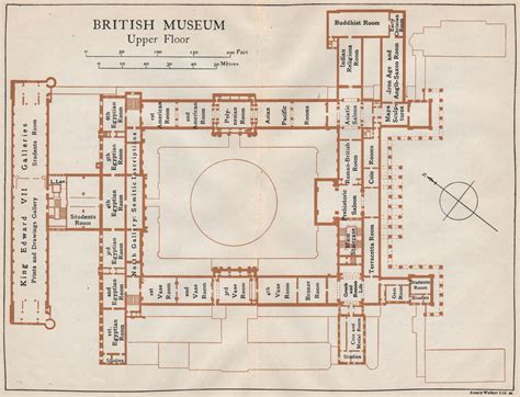 BRITISH MUSEUM. Upper floor vintage map plan. London 1927 old vintage