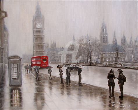 Rainy London, Painting by Rauf Janibekov | Artmajeur