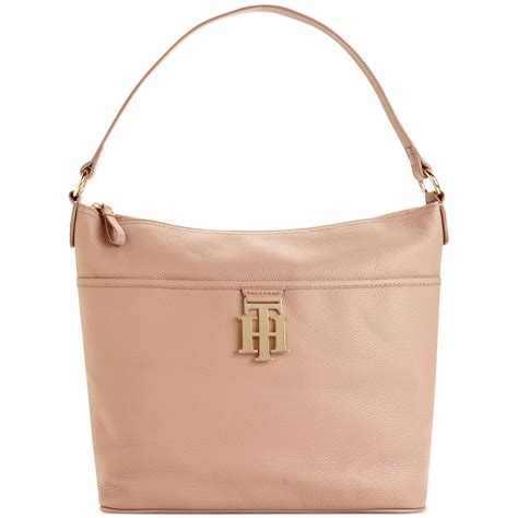 Lyst - Tommy Hilfiger Th Monogram Leather Bucket Bag in Natural