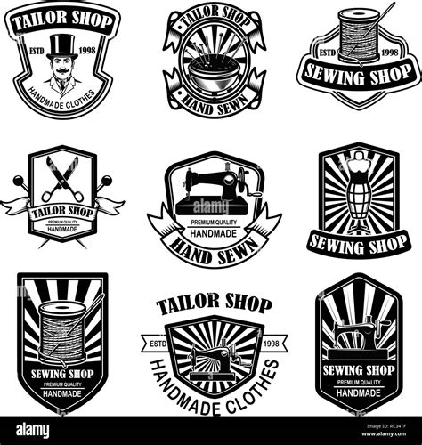 Set of vintage tailor shop emblems. Design elements for logo, label, sign, badge. Vector ...