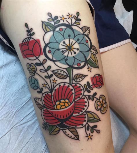 Mid-Century Modern Barkcloth Floral Tattoo by Jen Trok at Speakeasy ...