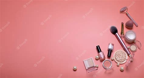 Premium Photo | Pink beauty background with facial cosmetic makeup ...