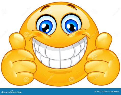 Big Smile Emoticon with Thumbs Up Stock Vector - Illustration of emotion, emoji: 137775357