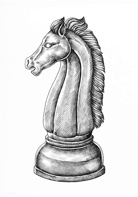 Hand-drawn Chess Knight Illustration